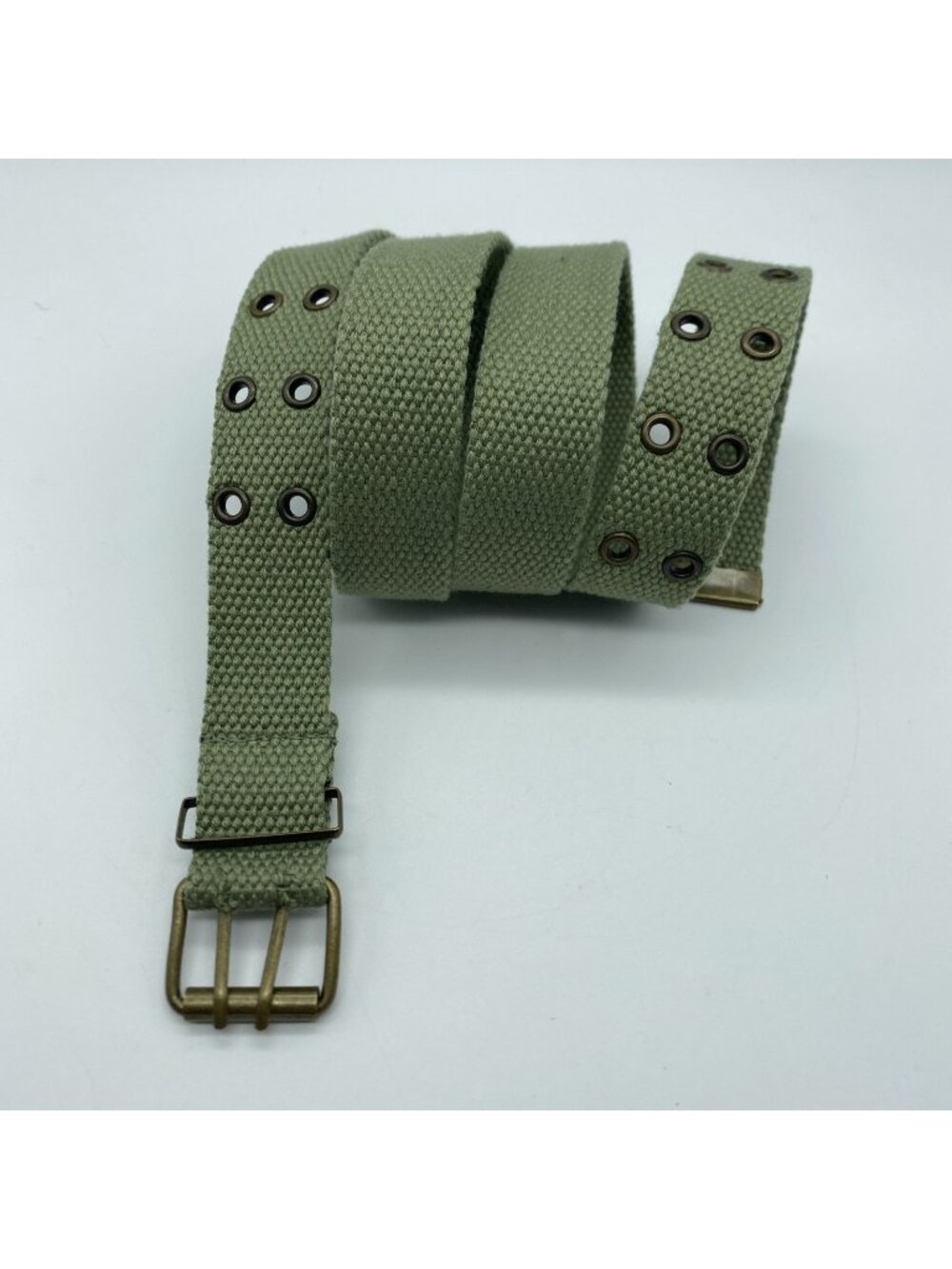 Unbranded Green Canvas Double Prong Belt Women's Size L Skinny 40" End-End